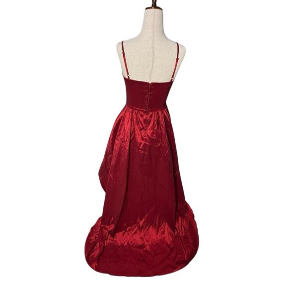 Red High Low Formal Dress 7/8 Bubble Hem Tulle Party Prom Cocktail Holiday Y2K - Picture 7 of 9